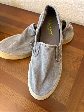 Sperry Slip-On Canvas Shoe Blue with Cream Sole